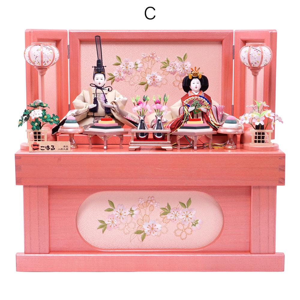 雛人形 収納飾りセット【P84201】選べる桐製収納箱に可愛らしいお雛様