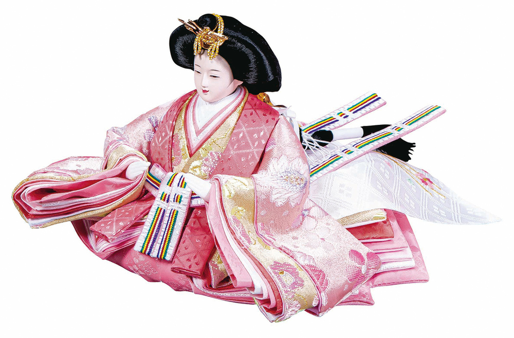 雛人形 コンパクト収納タイプ　親王飾りセット【P81203】<br>綺麗な桜色のお着物が素敵な高級感あふれる収納飾り♪