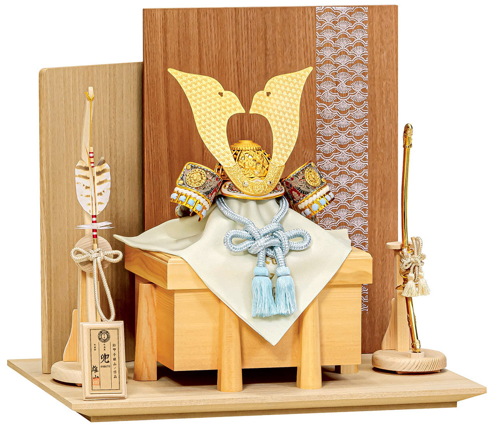 五月人形 平台飾り【P93019】 白木木製の飾り台と爽やかなブルーの房